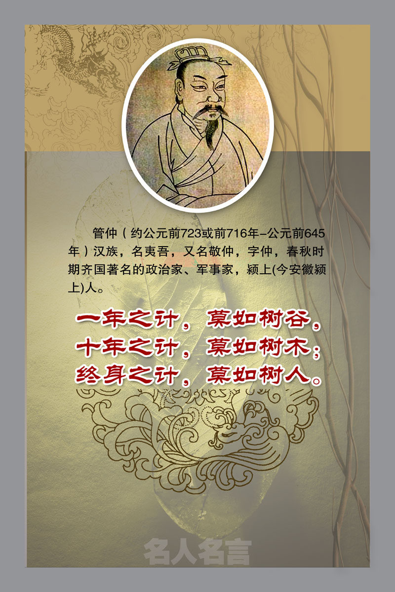 581海报印制海报展板素材317学校园管仲名人名言格言标语文化