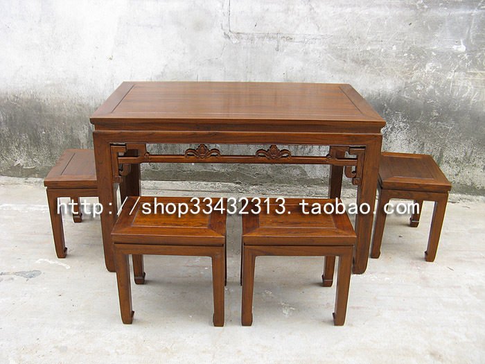 老榆木新中式风仿古餐桌