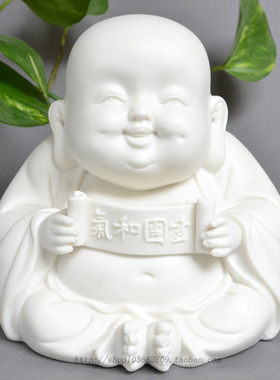 一团和气小沙弥办公桌雕塑摆件