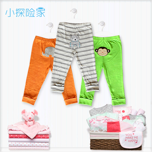 小探险家纯棉PP裤卡通休闲长裤儿童打底裤搭配哈衣裤脚卷边
