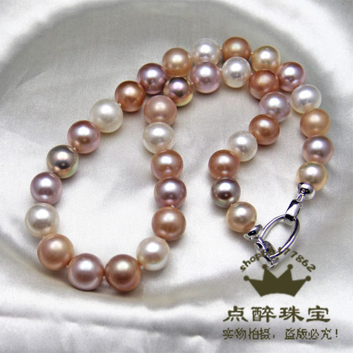 点醉超特大 12-15mm混彩天然珍珠项链 正圆 微瑕 强光 正品AAAB