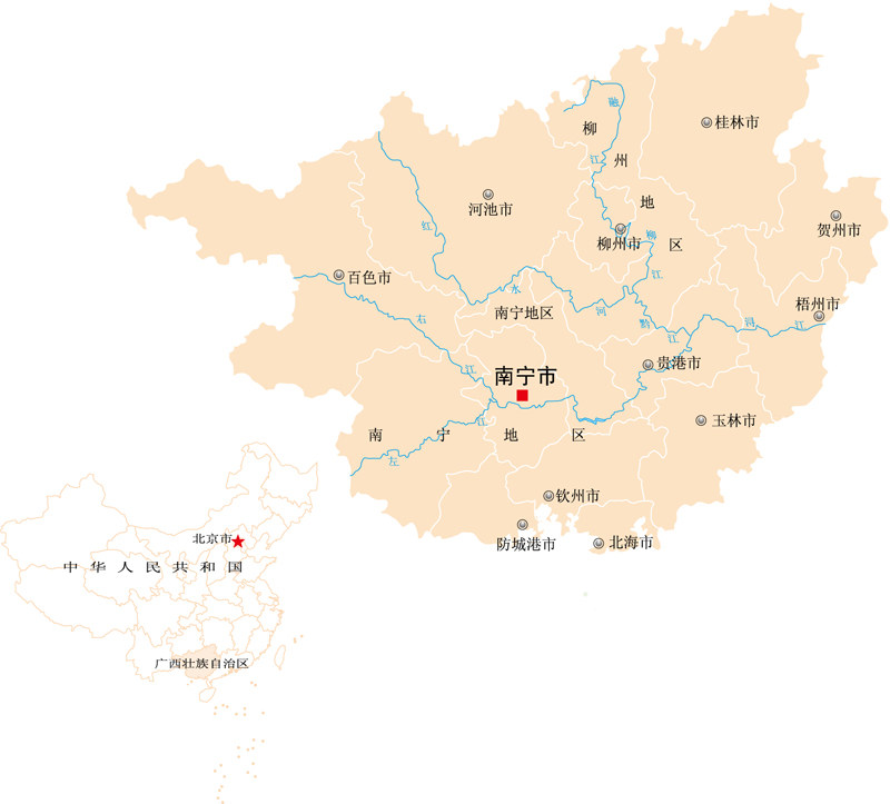 广西省地图ai矢量素材 分区地图 简单地图 非实物地图 设计素材