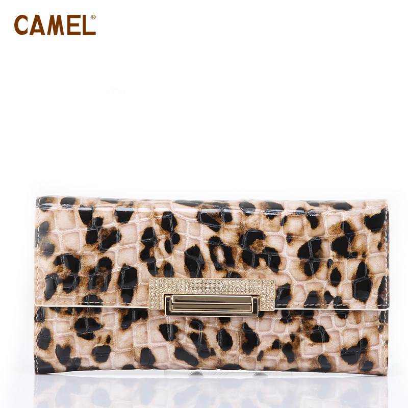 【非卖品】camel 骆驼 正品  女士豹纹牛皮 长款 钱包 大