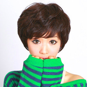 新款超薄假发套假发女纹理烫短发含真发妈妈短卷发中老年包邮