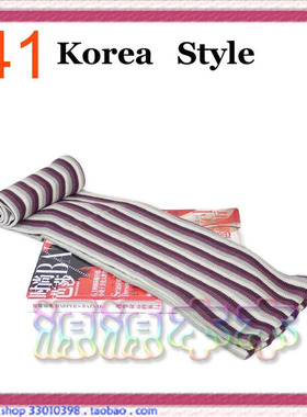 白色条纹双层短款窄版毛线围巾