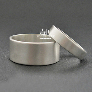 纯银手工定制戒指 磨砂哑光 情侣对戒刻字生日礼物 定情信物 一对