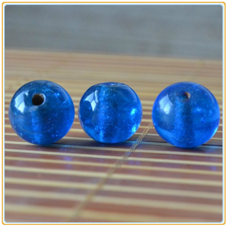 博山手工古法透亮湖水蓝18mmdiy佛珠散配件珠子单颗蓝色琉璃珠
