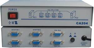 仝丽CA204 2进4出 VGA切换分配器二进四出 VGA切换器分配切换器