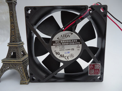 正品ADDA DC12V 8CM 8020滚珠轴承AD0812UB-C70 机箱风扇电源风扇