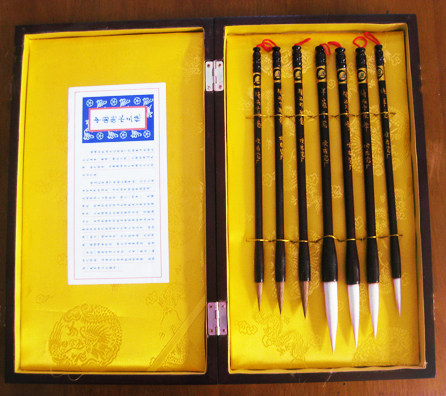 中国三大名笔之一衡水侯店礼品自用毛笔七支装狼羊毫文房四宝