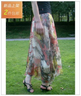 波西米亚雪纺半身裙裙裙子半裙万花争艳大摆长裙子 女装 夏季 新款