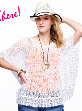 no where夏装新款女装圆领蝙蝠袖蕾丝衫 202050