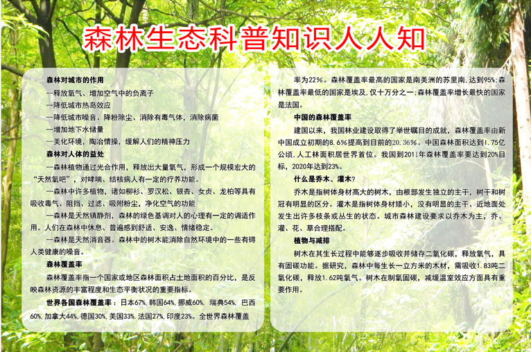 590海报印制展板素材186公园公示牌宣传画森林生态科普知识人人知
