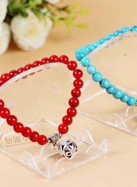 彩色松石手链 红色 蓝色 藏银吊坠时尚民族风