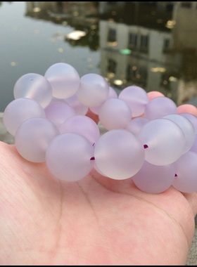 正品巴西纯天然紫色磨砂玛瑙圆珠手链气质时尚男女同款140