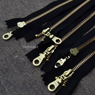 YKK拉链服装鞋靴箱包5号亮金闭尾黑袋口皮具包袋金属铜拉锁配件