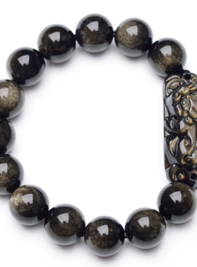 墨西哥金曜石天然貔貅手链