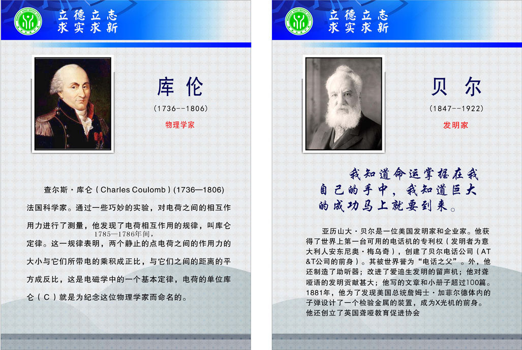 706海报印制展板写真喷绘158科学名人物理学家名言简介库伦贝尔