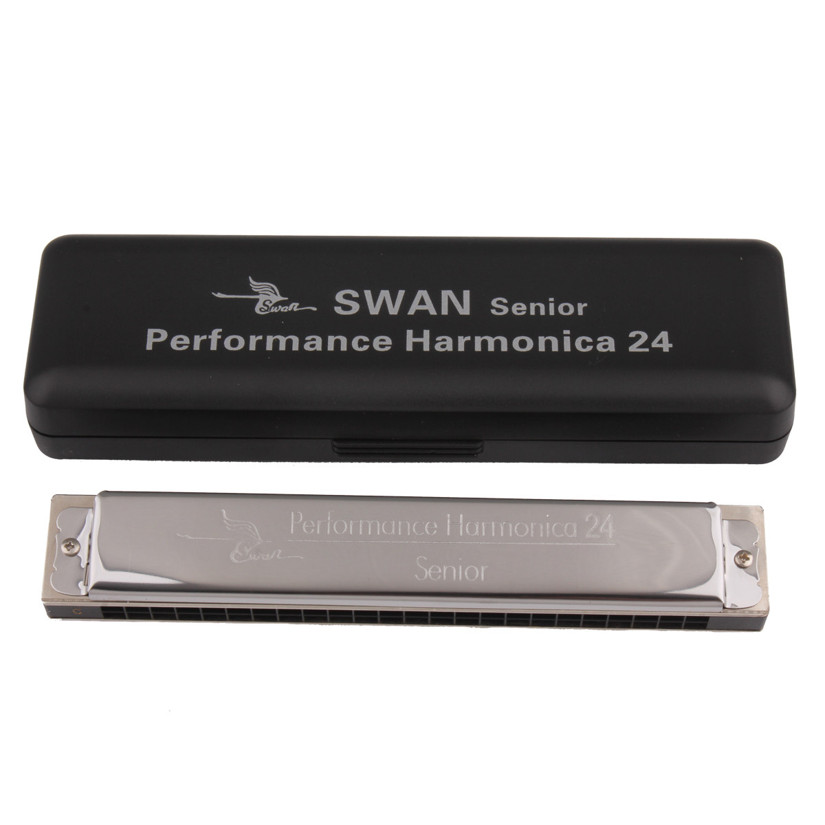 天鹅24孔复音c调初学入门演奏型口琴 大塑盒装