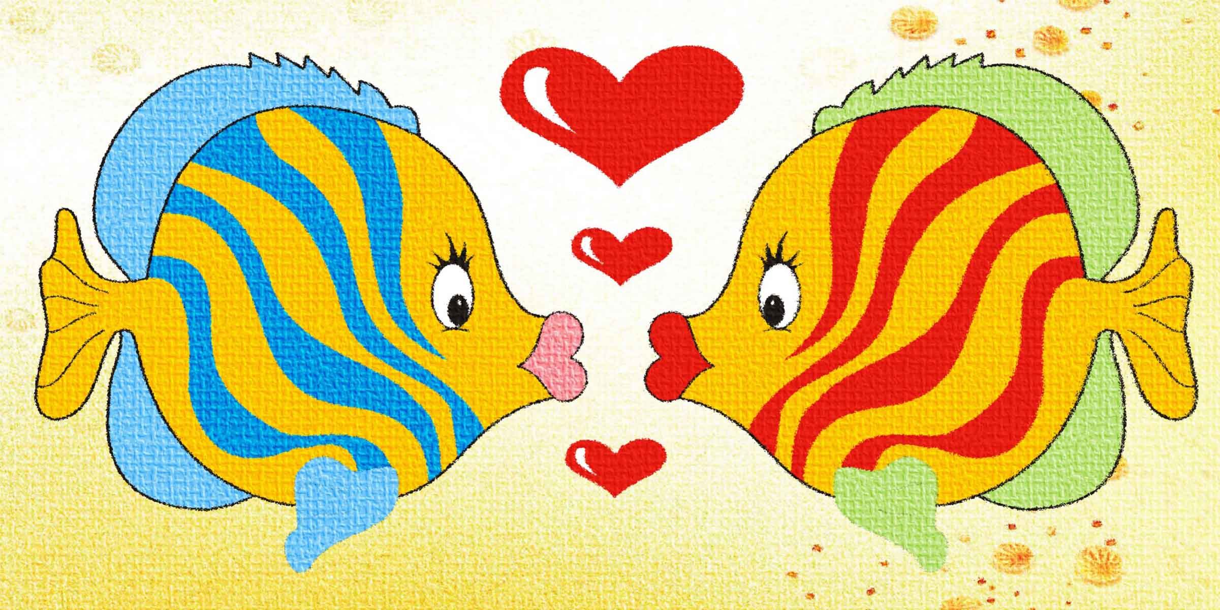 197素材油画装饰画墙画壁画挂画448油画 接吻鱼 tif海报印制