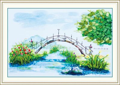 新款丝带绣立体挂画欧式客厅十字