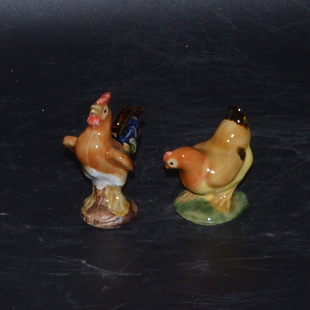 石湾公仔公鸡摆件旺姻缘招财家居风水工艺品桌面书房陶瓷夫妻摆件