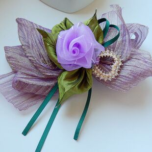 发夹女生新款手工原创发饰夹蝴蝶结扭扭夹紫色顶夹高低马尾弹簧夹