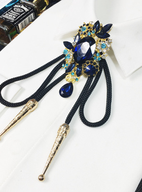 满钻水滴领结日韩潮男挂件项链