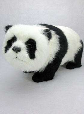 仿真大熊猫动物模型创意家居装饰摆皮毛工艺品件玩具公仔摄影道具