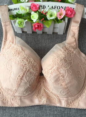 夏季有钢圈收副乳大码薄款无海绵调整型文胸聚拢显小95B/C大红