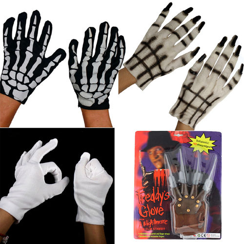 爱新奇 万圣节 用品道具装饰品化装舞会 恐怖骷髅鬼骨头布手套
