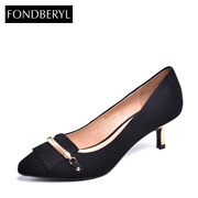 Fondberyl/feibolier-fall 2015 new suede tassel pointed high heel women's shoes FB53111421