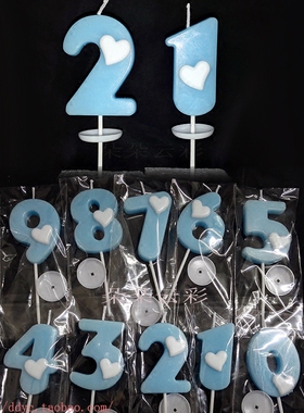 表面爱心数字蜡烛袋装配托盘1.3元/个淡蓝色蛋糕生日可爱儿童卡通