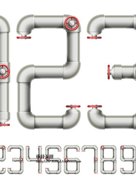 A0048矢量水管图案数字 AI设计素材