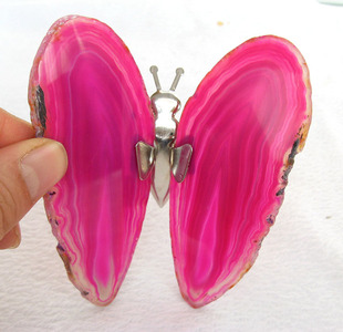 天然水晶花片152号玛瑙切片蝴蝶摆件原石10.2厘米灯饰玉髓电视墙