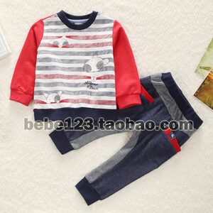 韩国儿童装纯棉男童春秋装中厚小孩衣服宝宝长袖套装1234岁两件套