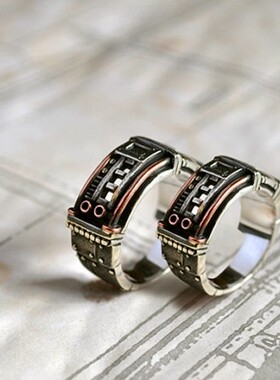 手作蒸汽朋克雕刻炫酷结婚戒指