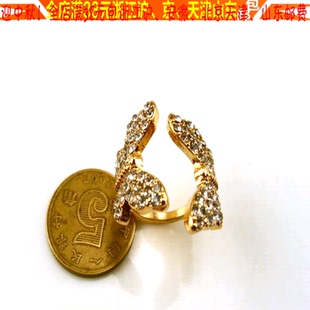 欧美外贸原单流行时尚饰品比翼双飞蝴蝶满钻 1.7戒指 指环女