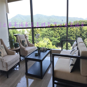 现代新中式家具沙发单双人售楼处部洽谈沙发酒店大厅沙发桌椅组合