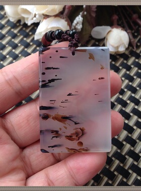 正品纯天然冰透原石水墨飘画水草玛瑙吊坠男女同款礼物23