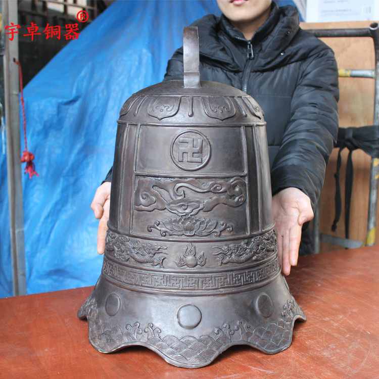宇卓铜器纯铜钟摆件黄铜铃铛二龙戏珠铜钟工艺品挂件