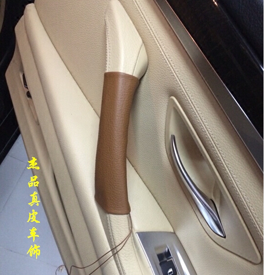 适用宝马3系5系x5X6门把套牛皮手缝真皮门把手套车内扶手套拉手套