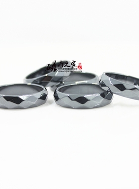 戒指磁性黑胆石切面刻面6mm情侣