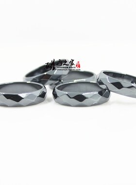 戒指磁性黑胆石切面刻面6mm情侣