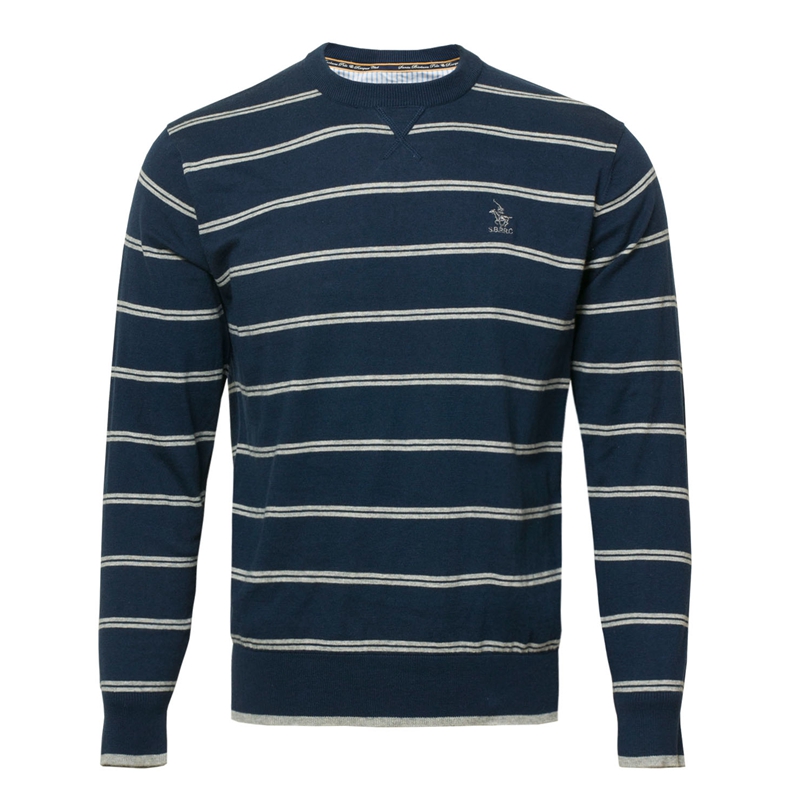 【新品】圣大保罗品质POLO羊绒混纺毛衣针织衫男装圆领条纹春季款