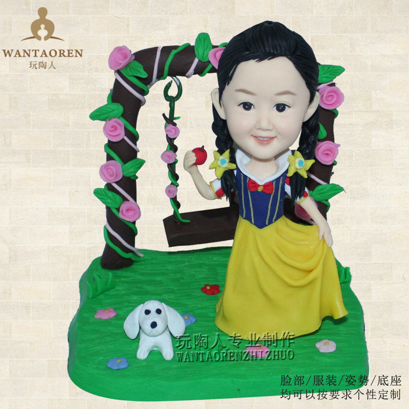 可爱公主造型-Q版真人陶偶定制 结婚玩偶 个性人偶 软陶公仔定做
