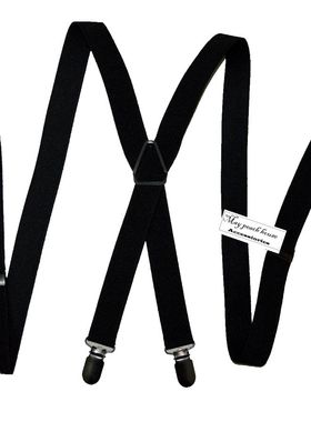 新款潮复古全纯黑 强力背带夹女 男士成人英伦配件吊带 背带夹