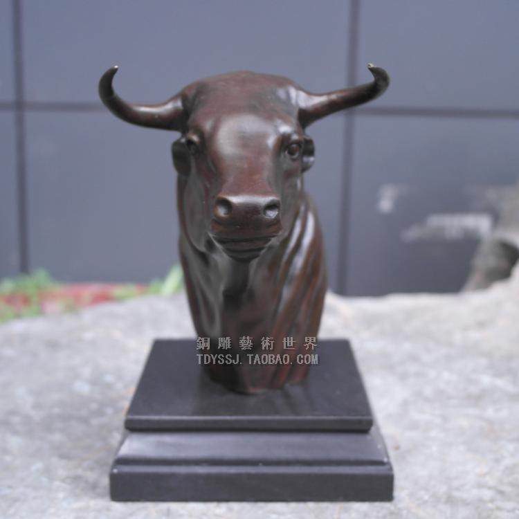 牛头铜雕塑工艺品西班牙斗牛头抽象雕塑摆件家居装饰品创意礼品