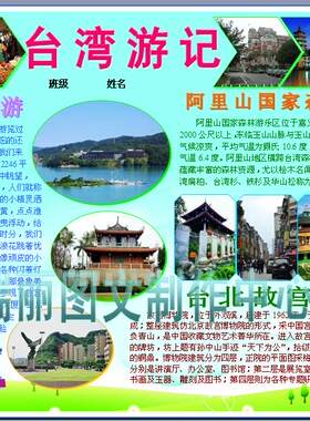 台湾游记电子小报成品旅游电脑手抄报游览宝岛简报板报模板+92