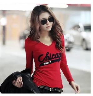 印花修身 新款 显瘦大码 纯棉长袖 天天特价 T恤女潮流打底衫 春季